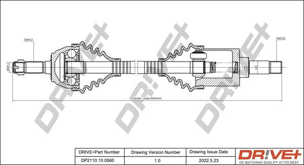 Dr!ve+ DP2110.10.0560 - Piedziņas vārpsta www.autospares.lv