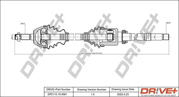 Dr!ve+ DP2110.10.0561 - Piedziņas vārpsta www.autospares.lv