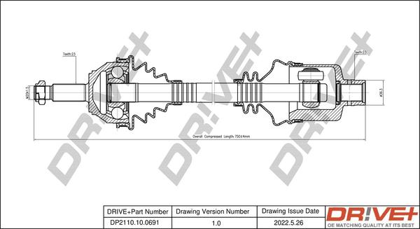 Dr!ve+ DP2110.10.0691 - Piedziņas vārpsta autospares.lv