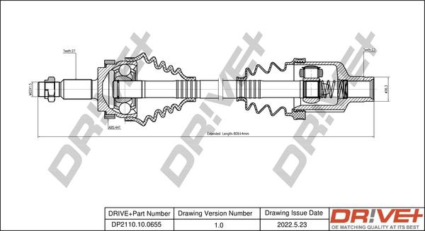 Dr!ve+ DP2110.10.0655 - Piedziņas vārpsta www.autospares.lv