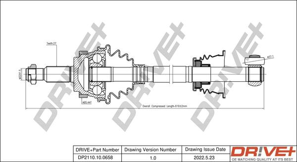 Dr!ve+ DP2110.10.0658 - Piedziņas vārpsta autospares.lv