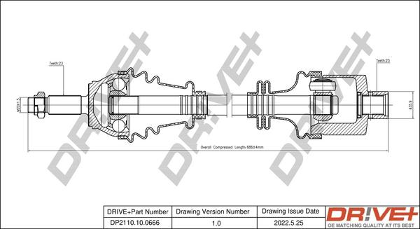 Dr!ve+ DP2110.10.0666 - Piedziņas vārpsta autospares.lv