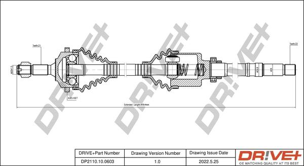 Dr!ve+ DP2110.10.0603 - Piedziņas vārpsta www.autospares.lv