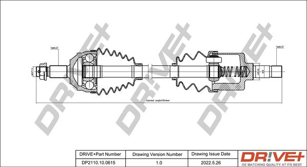 Dr!ve+ DP2110.10.0615 - Drive Shaft www.autospares.lv