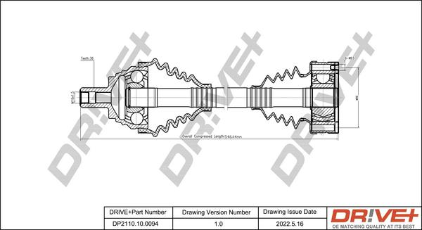 Dr!ve+ DP2110.10.0094 - Piedziņas vārpsta autospares.lv