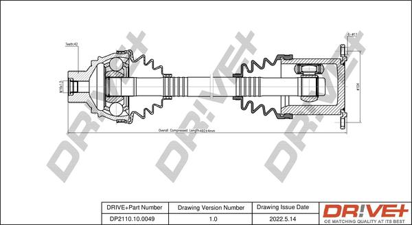 Dr!ve+ DP2110.10.0049 - Piedziņas vārpsta www.autospares.lv