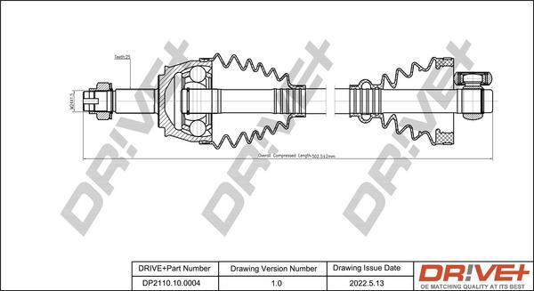 Dr!ve+ DP2110.10.0004 - Piedziņas vārpsta www.autospares.lv