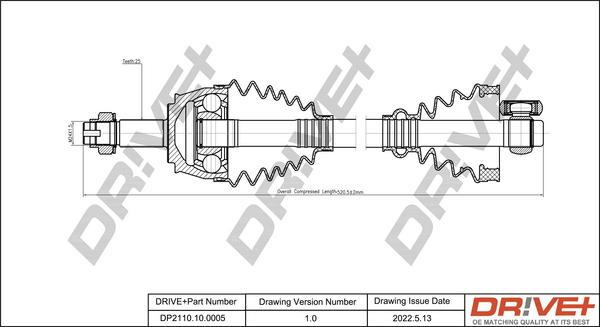 Dr!ve+ DP2110.10.0005 - Piedziņas vārpsta www.autospares.lv