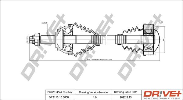 Dr!ve+ DP2110.10.0008 - Piedziņas vārpsta www.autospares.lv