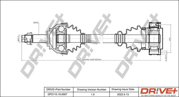 Dr!ve+ DP2110.10.0007 - Piedziņas vārpsta www.autospares.lv