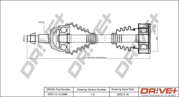 Dr!ve+ DP2110.10.0088 - Piedziņas vārpsta www.autospares.lv