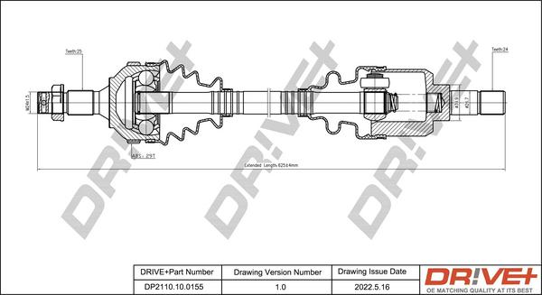 Dr!ve+ DP2110.10.0155 - Piedziņas vārpsta autospares.lv