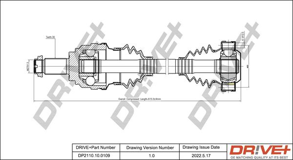 Dr!ve+ DP2110.10.0109 - Piedziņas vārpsta autospares.lv