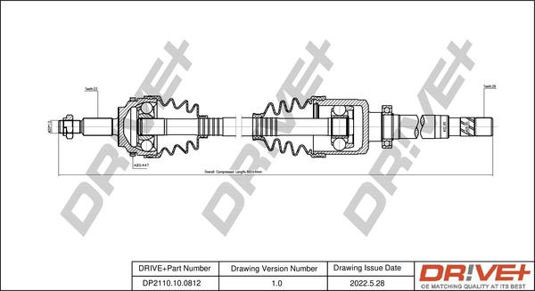 Dr!ve+ DP2110.10.0812 - Piedziņas vārpsta www.autospares.lv