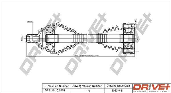 Dr!ve+ DP2110.10.0874 - Piedziņas vārpsta autospares.lv