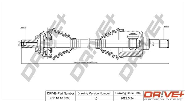 Dr!ve+ DP2110.10.0393 - Piedziņas vārpsta www.autospares.lv