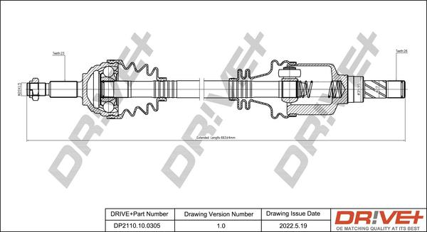 Dr!ve+ DP2110.10.0305 - Piedziņas vārpsta autospares.lv