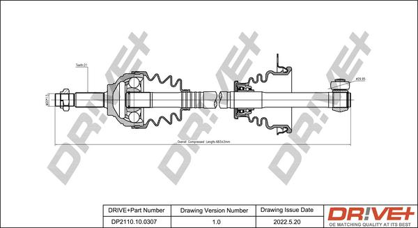 Dr!ve+ DP2110.10.0307 - Piedziņas vārpsta autospares.lv