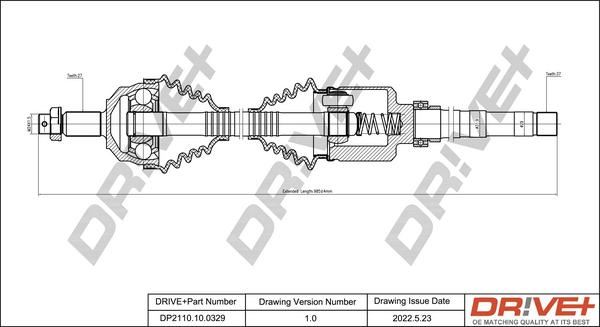 Dr!ve+ DP2110.10.0329 - Piedziņas vārpsta www.autospares.lv