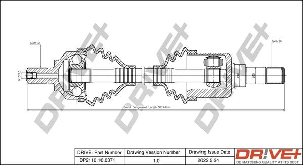 Dr!ve+ DP2110.10.0371 - Piedziņas vārpsta www.autospares.lv