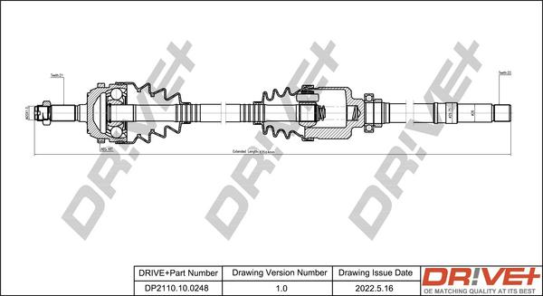 Dr!ve+ DP2110.10.0248 - Piedziņas vārpsta www.autospares.lv