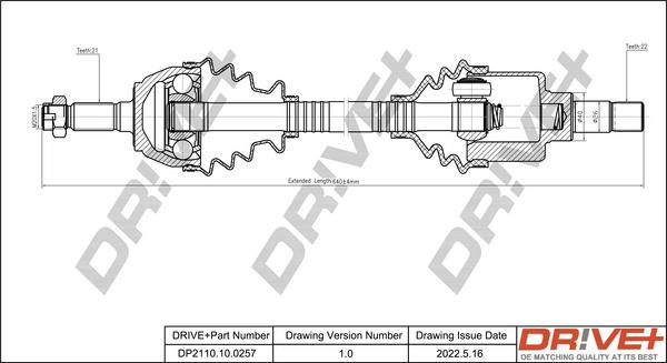 Dr!ve+ DP2110.10.0257 - Piedziņas vārpsta www.autospares.lv