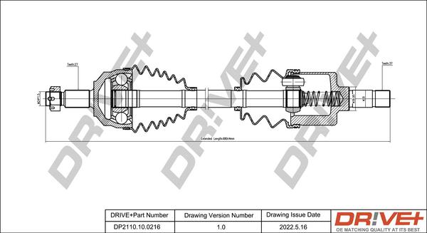 Dr!ve+ DP2110.10.0216 - Piedziņas vārpsta www.autospares.lv