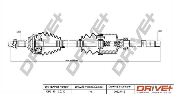 Dr!ve+ DP2110.10.0210 - Piedziņas vārpsta www.autospares.lv