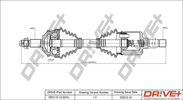 Dr!ve+ DP2110.10.0218 - Piedziņas vārpsta www.autospares.lv