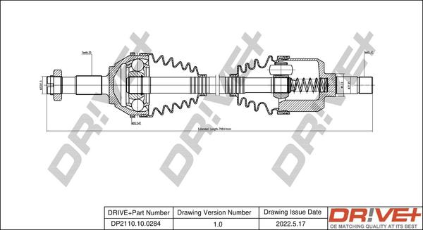 Dr!ve+ DP2110.10.0284 - Piedziņas vārpsta www.autospares.lv