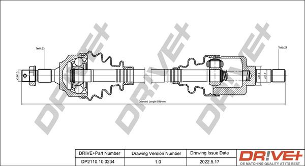 Dr!ve+ DP2110.10.0234 - Piedziņas vārpsta autospares.lv