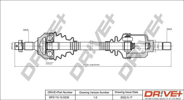 Dr!ve+ DP2110.10.0235 - Piedziņas vārpsta autospares.lv