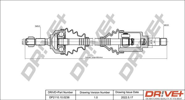 Dr!ve+ DP2110.10.0236 - Piedziņas vārpsta www.autospares.lv