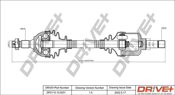 Dr!ve+ DP2110.10.0231 - Piedziņas vārpsta www.autospares.lv