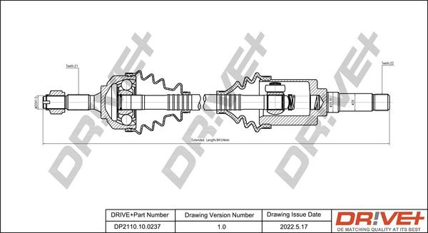 Dr!ve+ DP2110.10.0237 - Piedziņas vārpsta www.autospares.lv