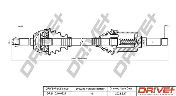 Dr!ve+ DP2110.10.0224 - Piedziņas vārpsta www.autospares.lv