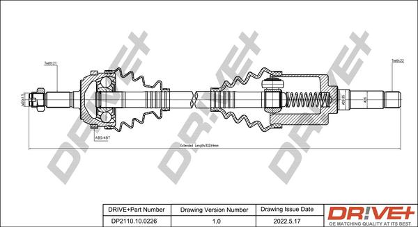 Dr!ve+ DP2110.10.0226 - Piedziņas vārpsta www.autospares.lv