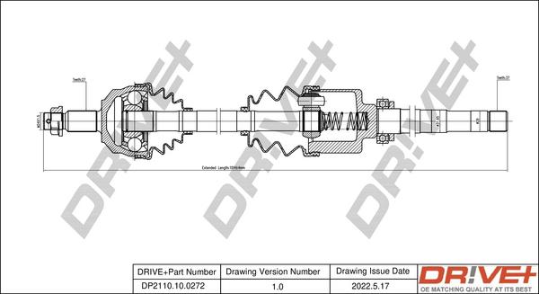 Dr!ve+ DP2110.10.0272 - Piedziņas vārpsta www.autospares.lv