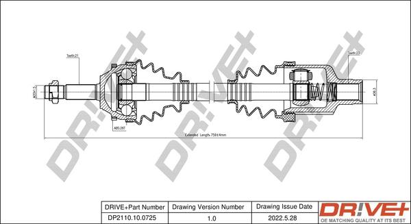 Dr!ve+ DP2110.10.0725 - Piedziņas vārpsta autospares.lv