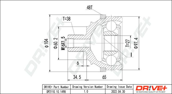 Dr!ve+ DP2110.10.1498 - Joint Kit, drive shaft www.autospares.lv