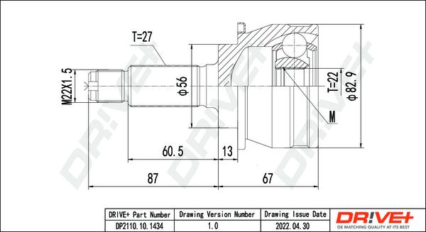 Dr!ve+ DP2110.10.1434 - Шарнирный комплект, ШРУС, приводной вал www.autospares.lv