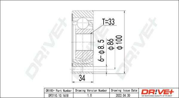 Dr!ve+ DP2110.10.1618 - Шарнирный комплект, ШРУС, приводной вал www.autospares.lv