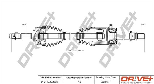 Dr!ve+ DP2110.10.1025 - Piedziņas vārpsta www.autospares.lv