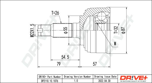 Dr!ve+ DP2110.10.1076 - Šarnīru komplekts, Piedziņas vārpsta www.autospares.lv