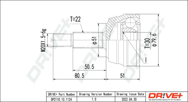 Dr!ve+ DP2110.10.1124 - Шарнирный комплект, ШРУС, приводной вал www.autospares.lv