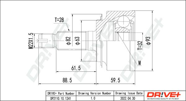 Dr!ve+ DP2110.10.1241 - Šarnīru komplekts, Piedziņas vārpsta www.autospares.lv