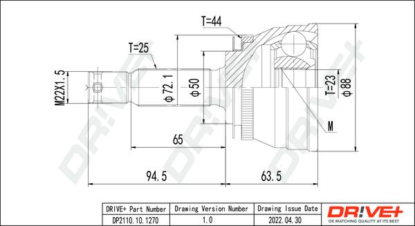 Dr!ve+ DP2110.10.1270 - Šarnīru komplekts, Piedziņas vārpsta www.autospares.lv