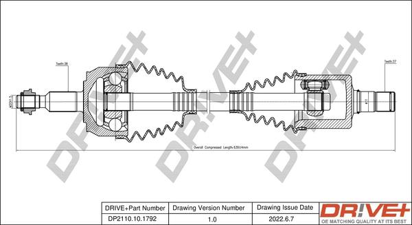 Dr!ve+ DP2110.10.1792 - Piedziņas vārpsta autospares.lv