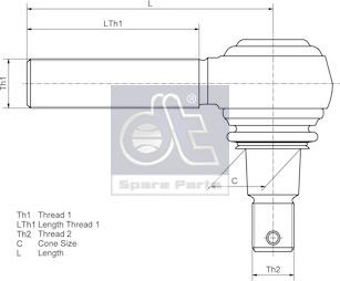 DT Spare Parts 4.61800 - Stūres šķērsstiepņa uzgalis www.autospares.lv