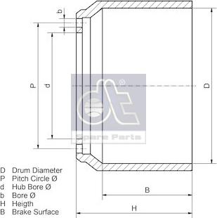 DT Spare Parts 1.18707 - Bremžu trumulis www.autospares.lv